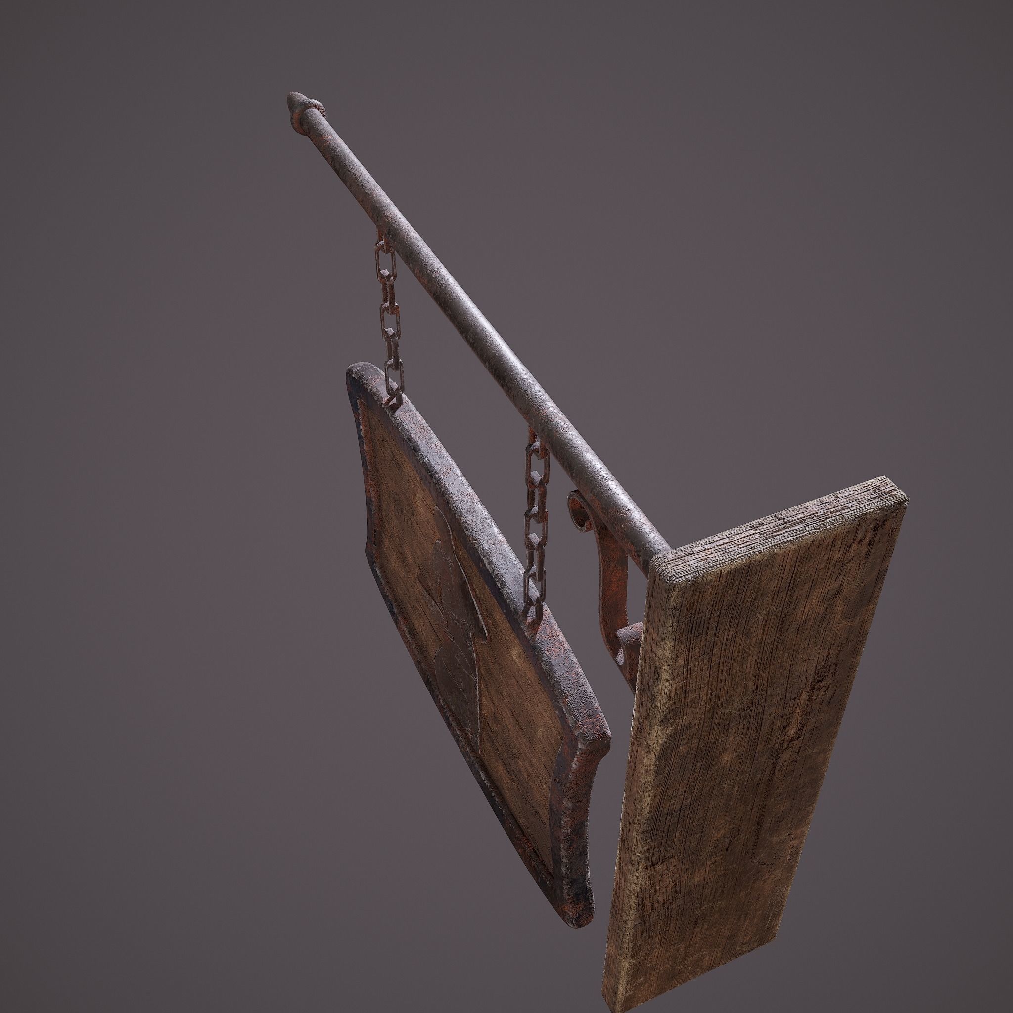 Medieval Blacksmith Store front Sign Low-poly 3D model_9