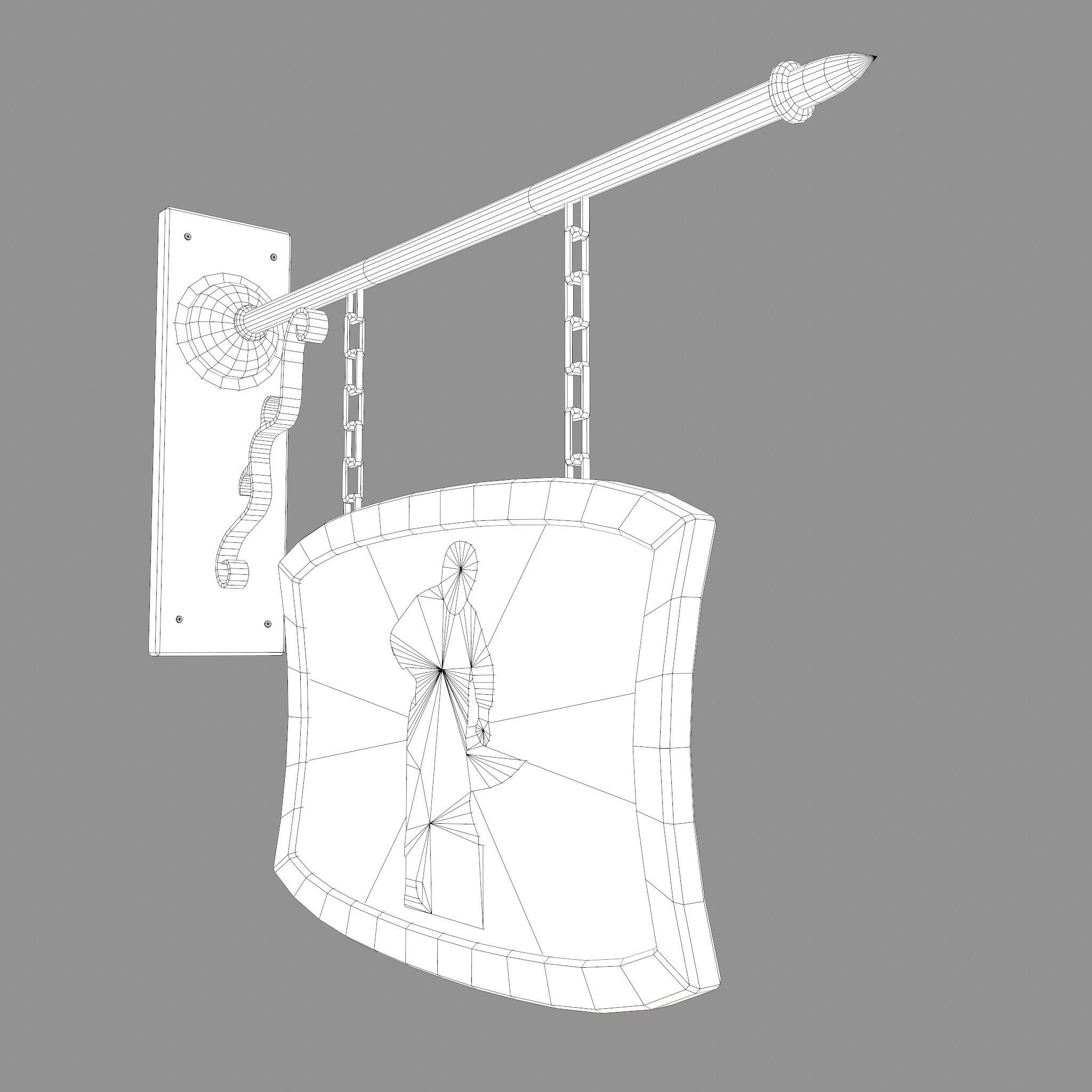 Medieval Blacksmith Store front Sign Low-poly 3D model_26