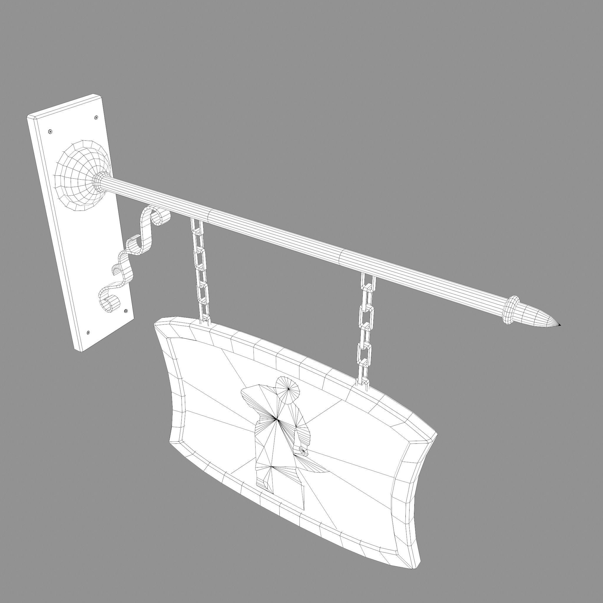 Medieval Blacksmith Store front Sign Low-poly 3D model_27