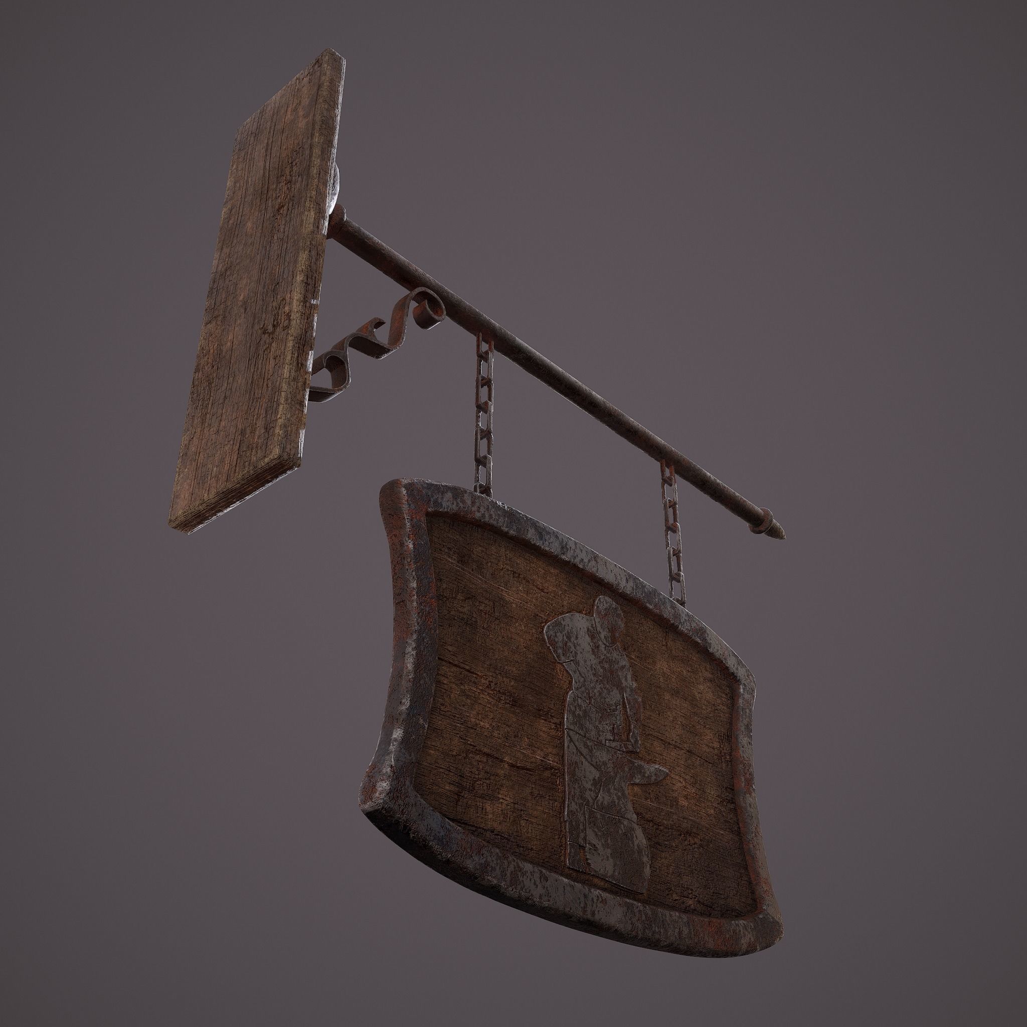 Medieval Blacksmith Store front Sign Low-poly 3D model_12