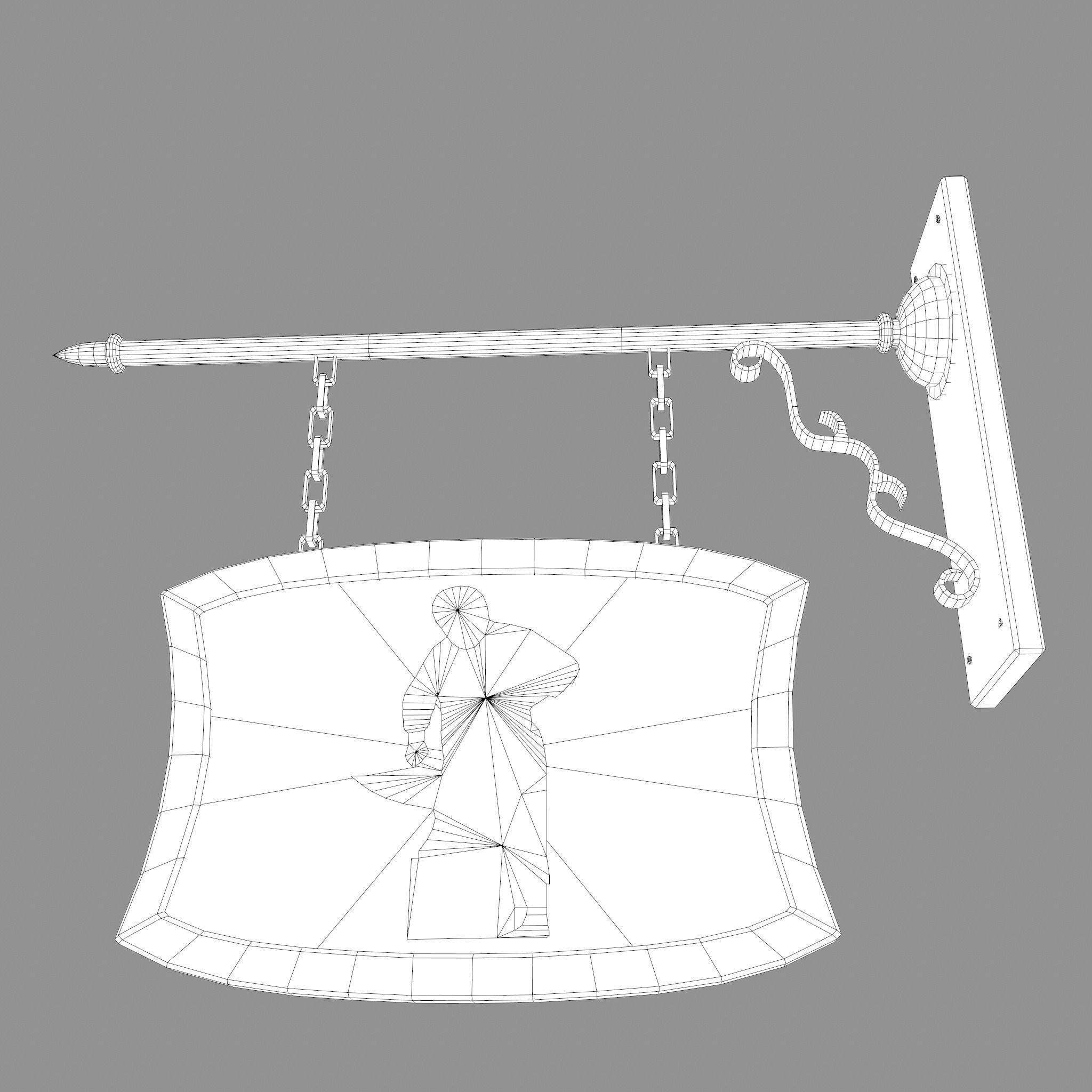 Medieval Blacksmith Store front Sign Low-poly 3D model_34