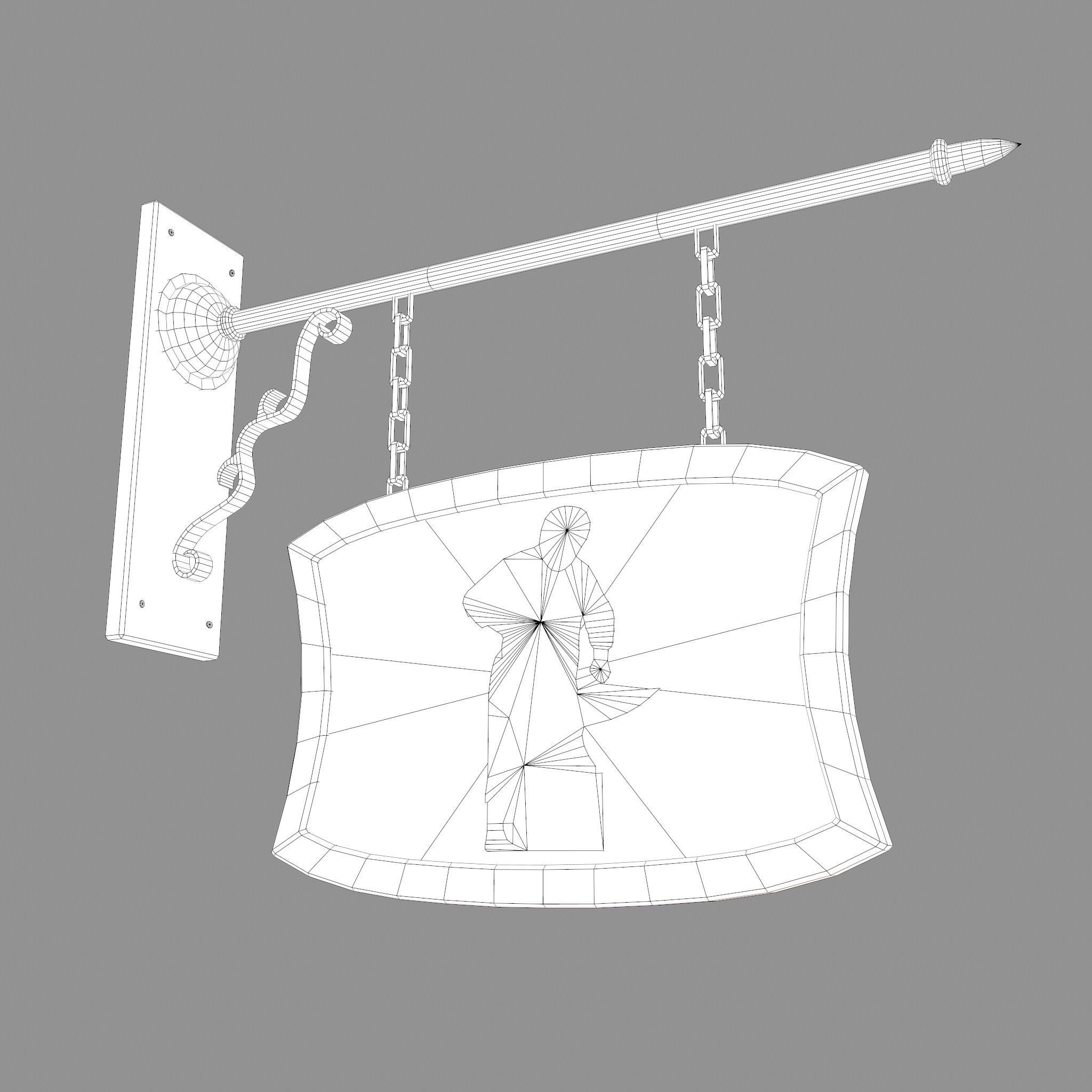 Medieval Blacksmith Store front Sign Low-poly 3D model_25