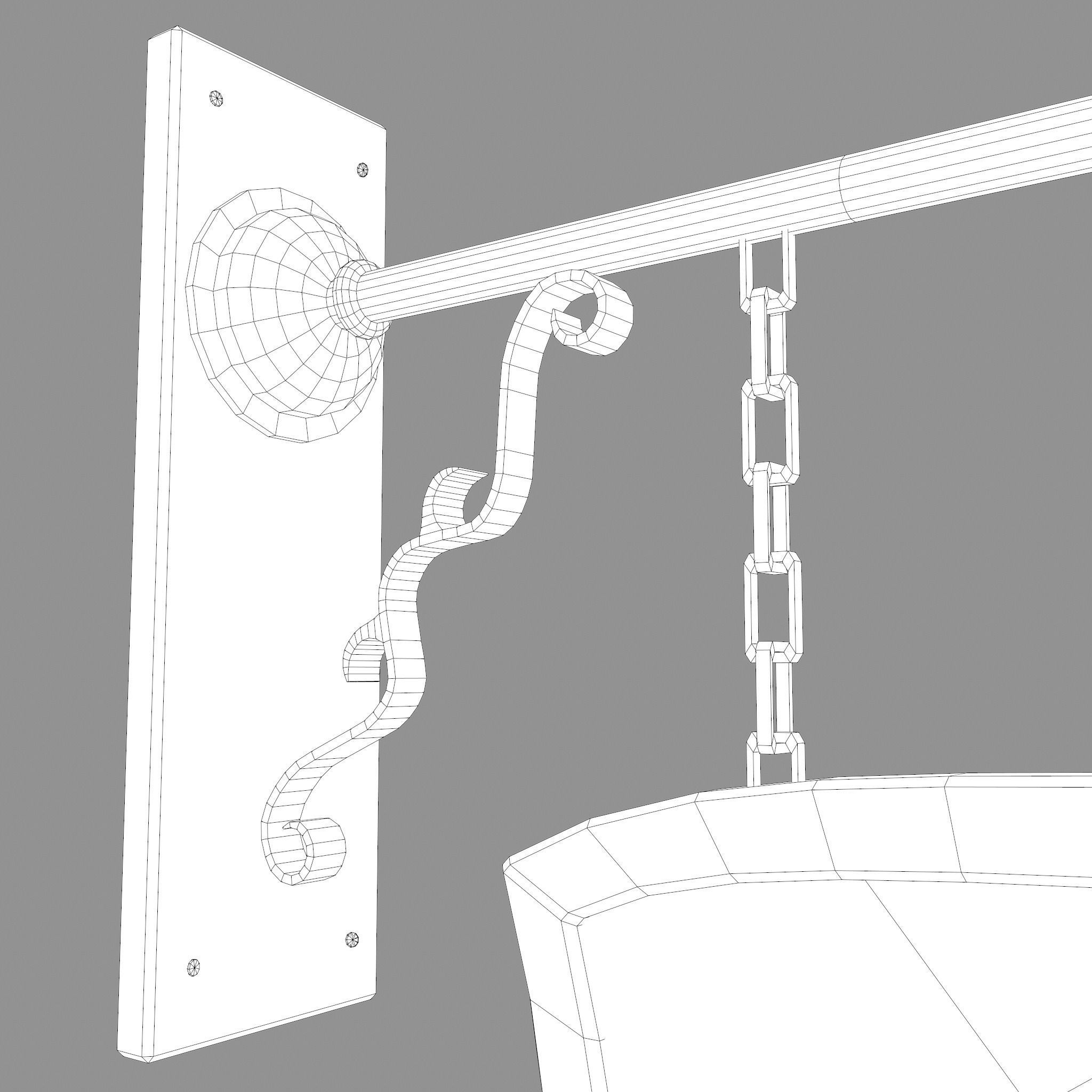 Medieval Blacksmith Store front Sign Low-poly 3D model_32