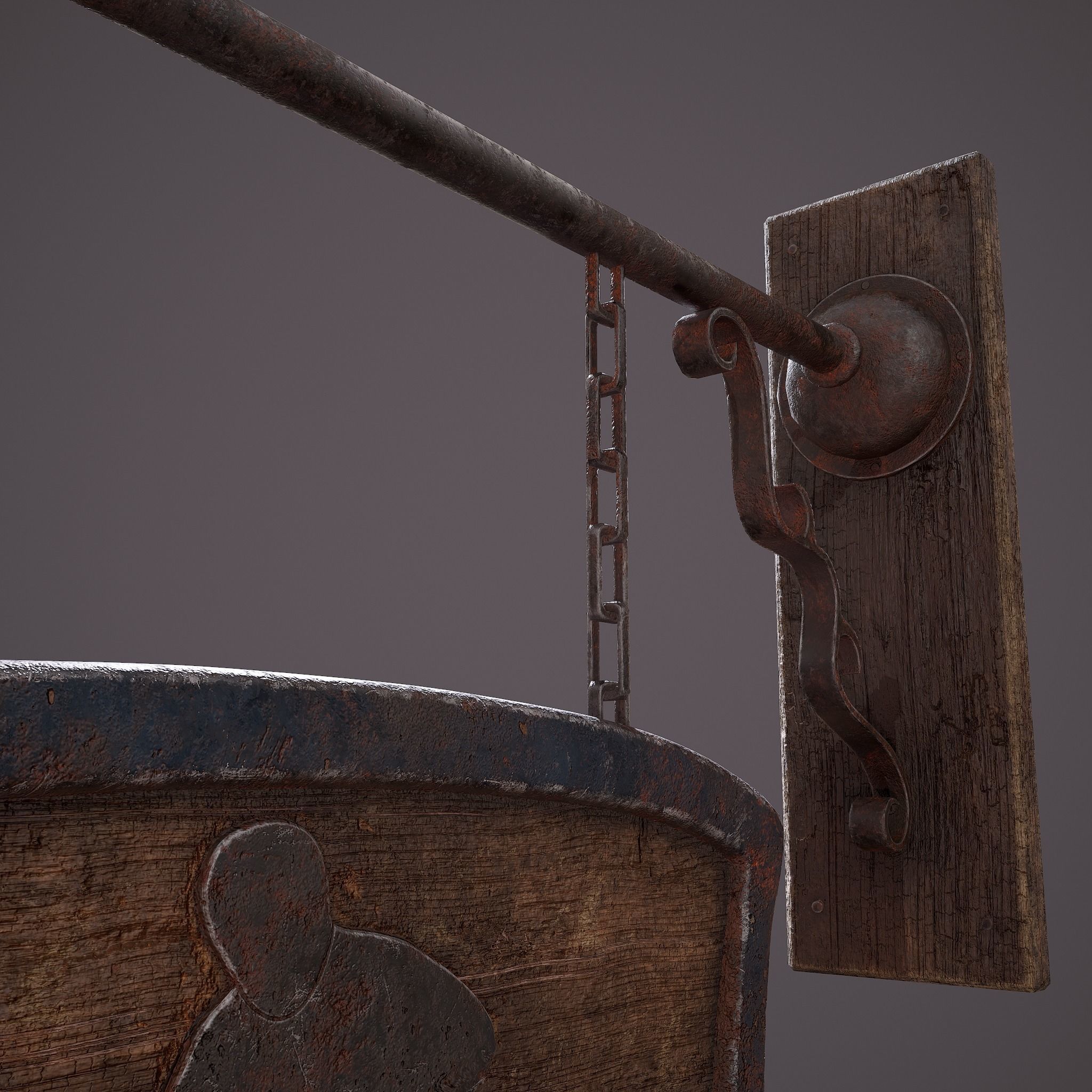 Medieval Blacksmith Store front Sign Low-poly 3D model_21