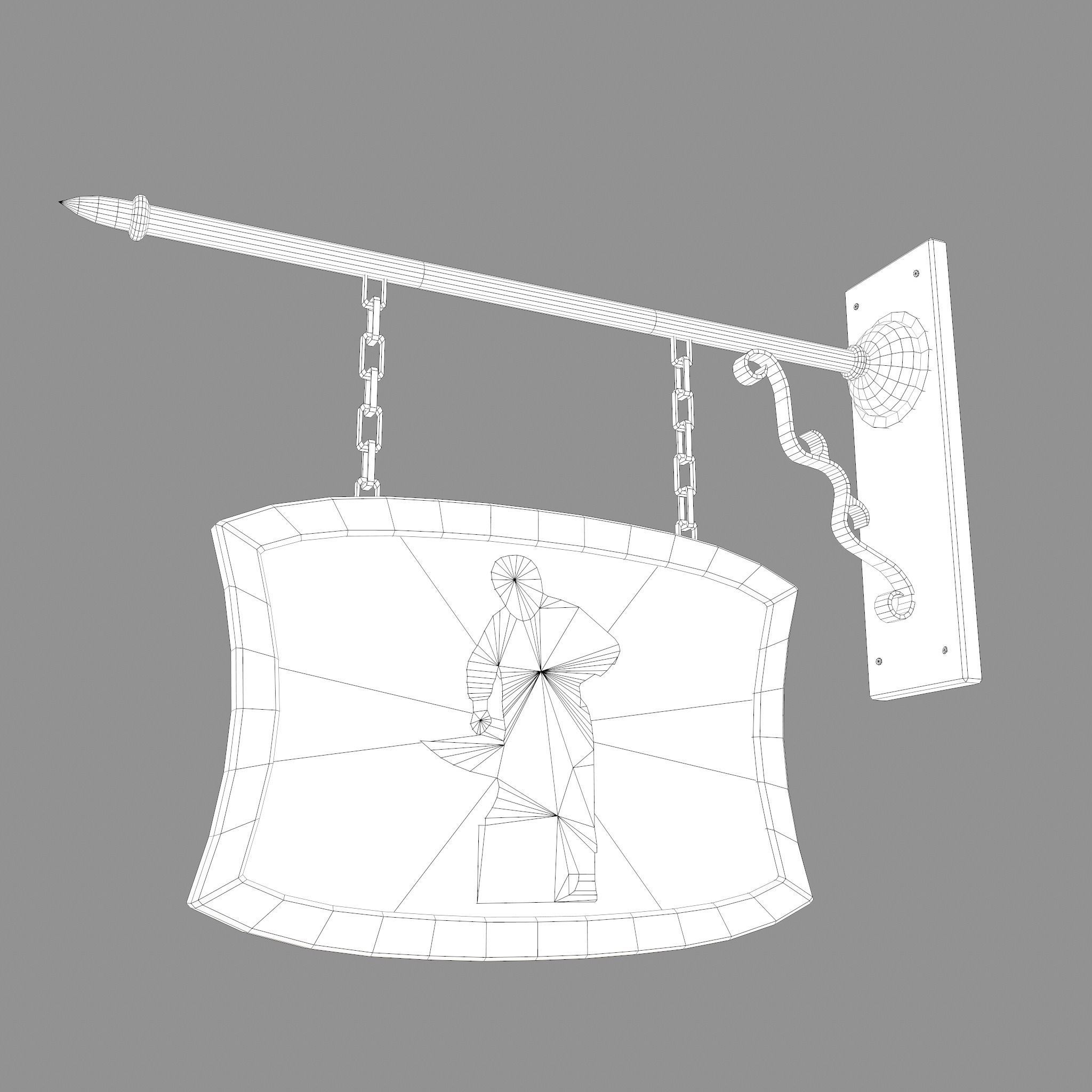 Medieval Blacksmith Store front Sign Low-poly 3D model_24