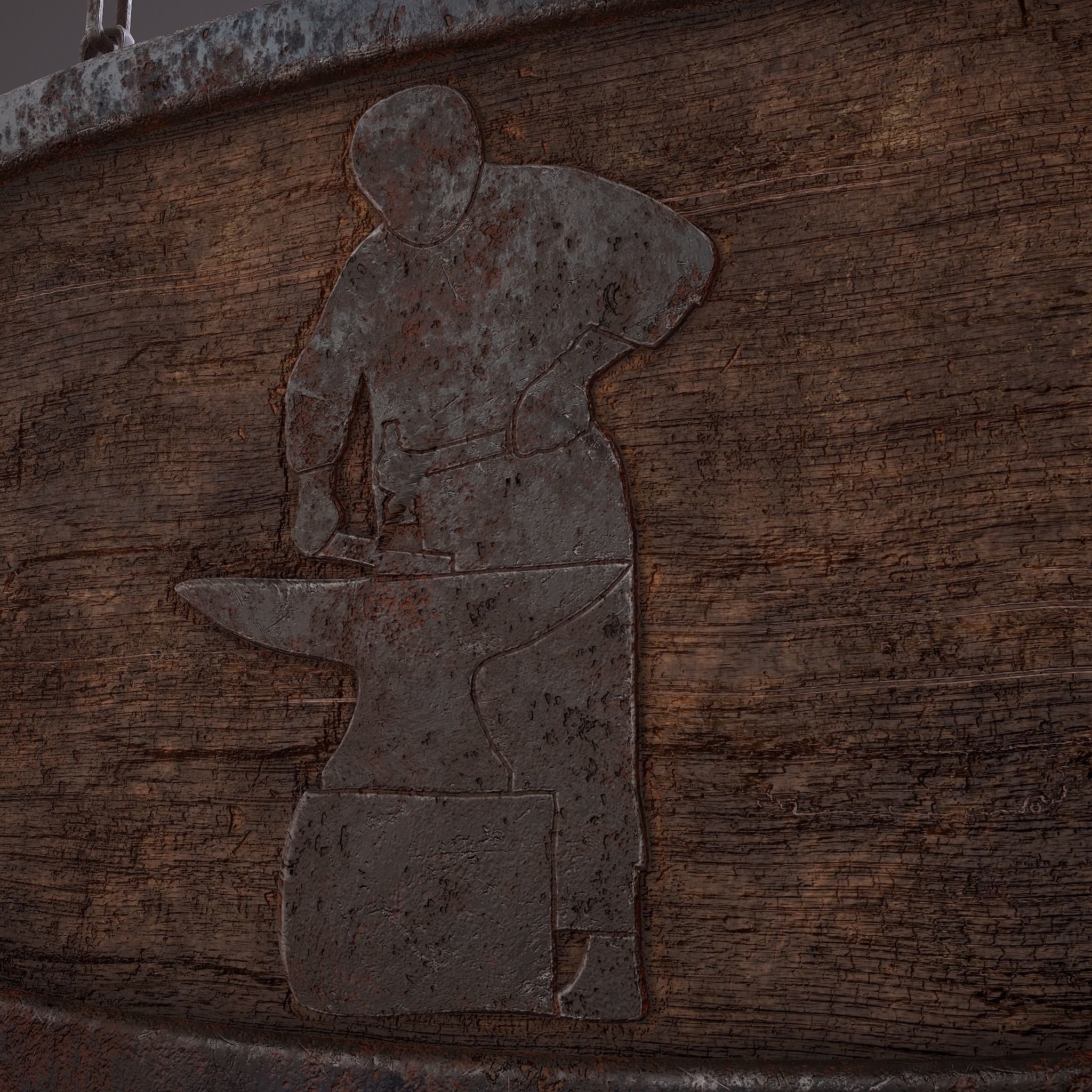 Medieval Blacksmith Store front Sign Low-poly 3D model_18