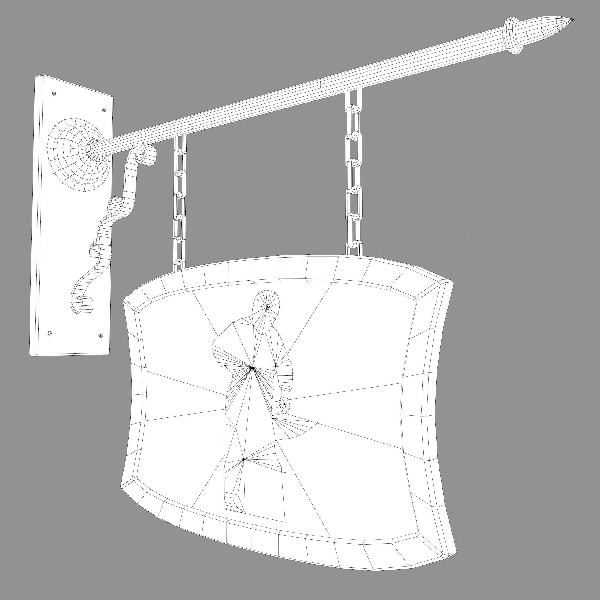 Medieval Blacksmith Store front Sign Low-poly 3D model_30