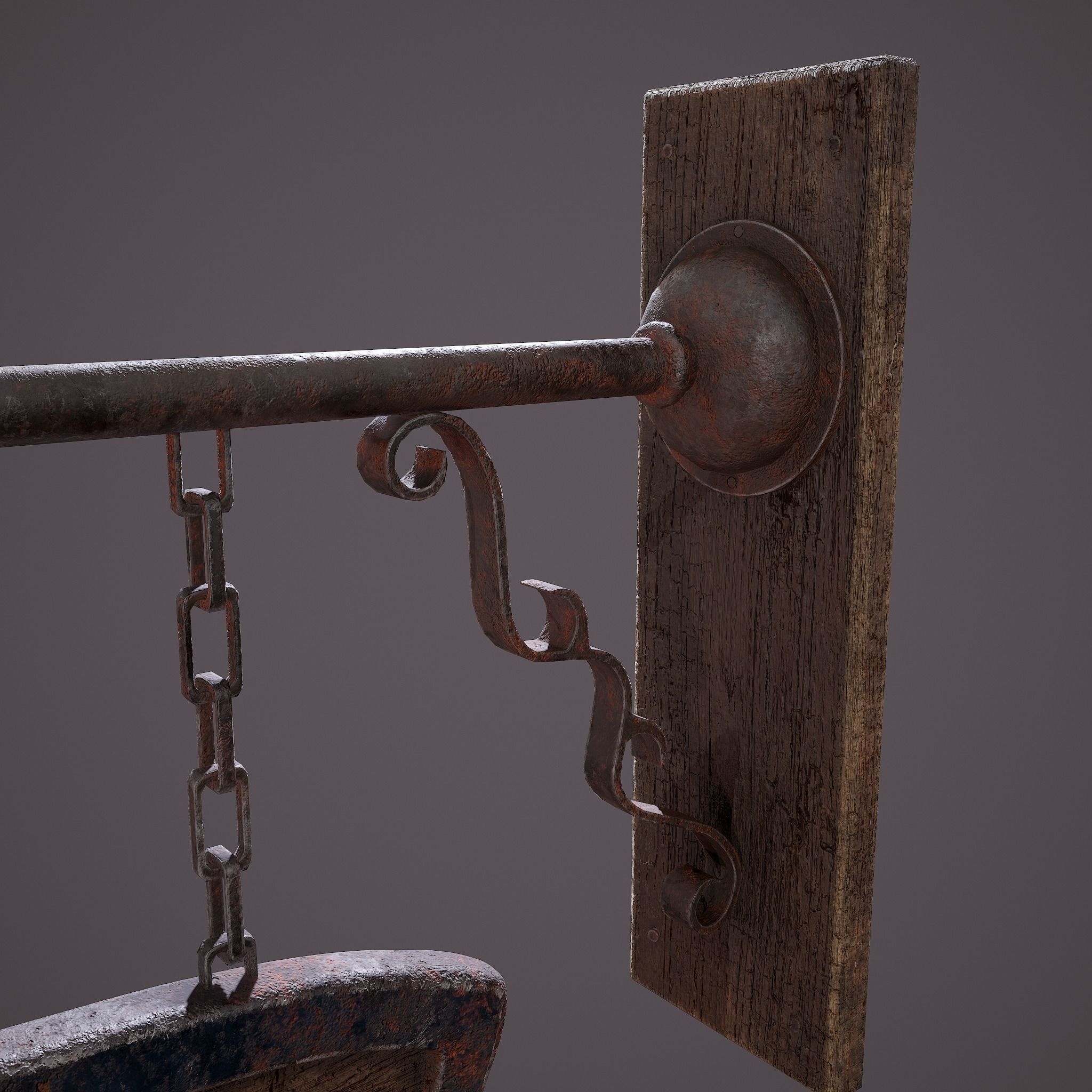 Medieval Blacksmith Store front Sign Low-poly 3D model_20