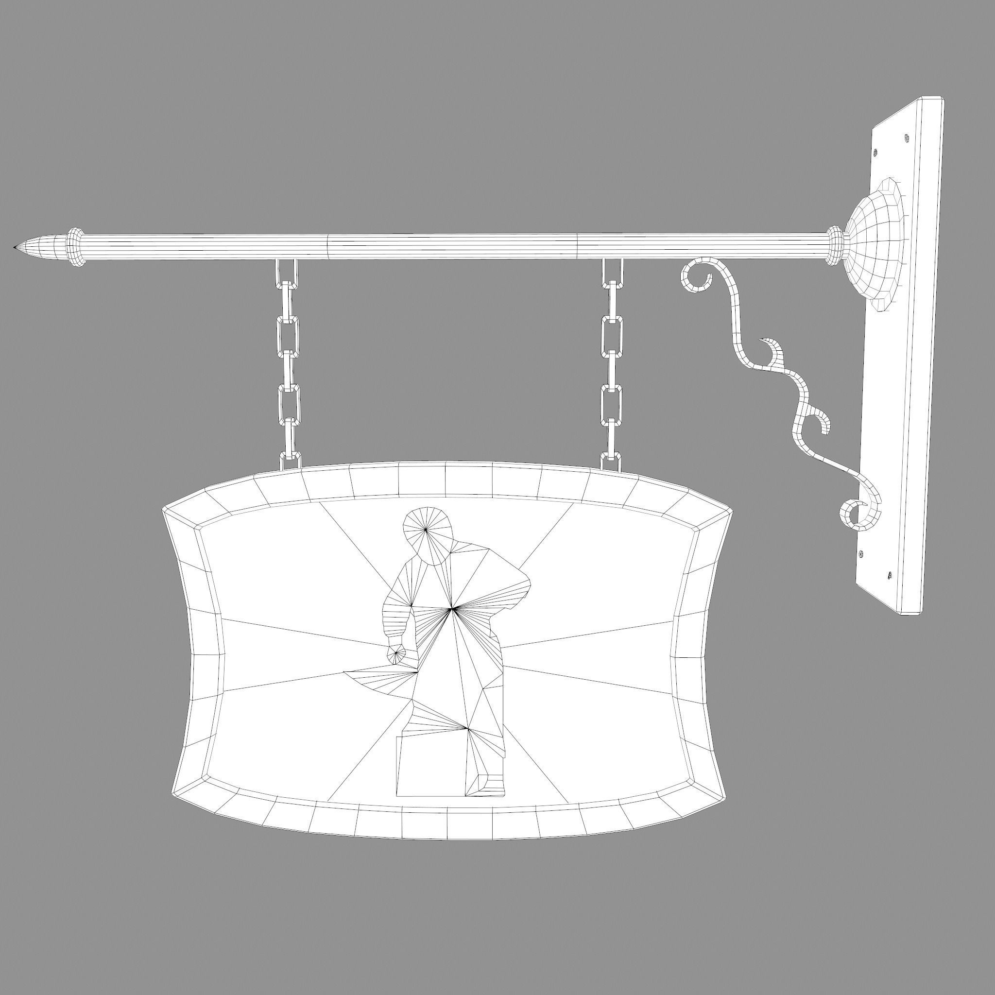 Medieval Blacksmith Store front Sign Low-poly 3D model_35