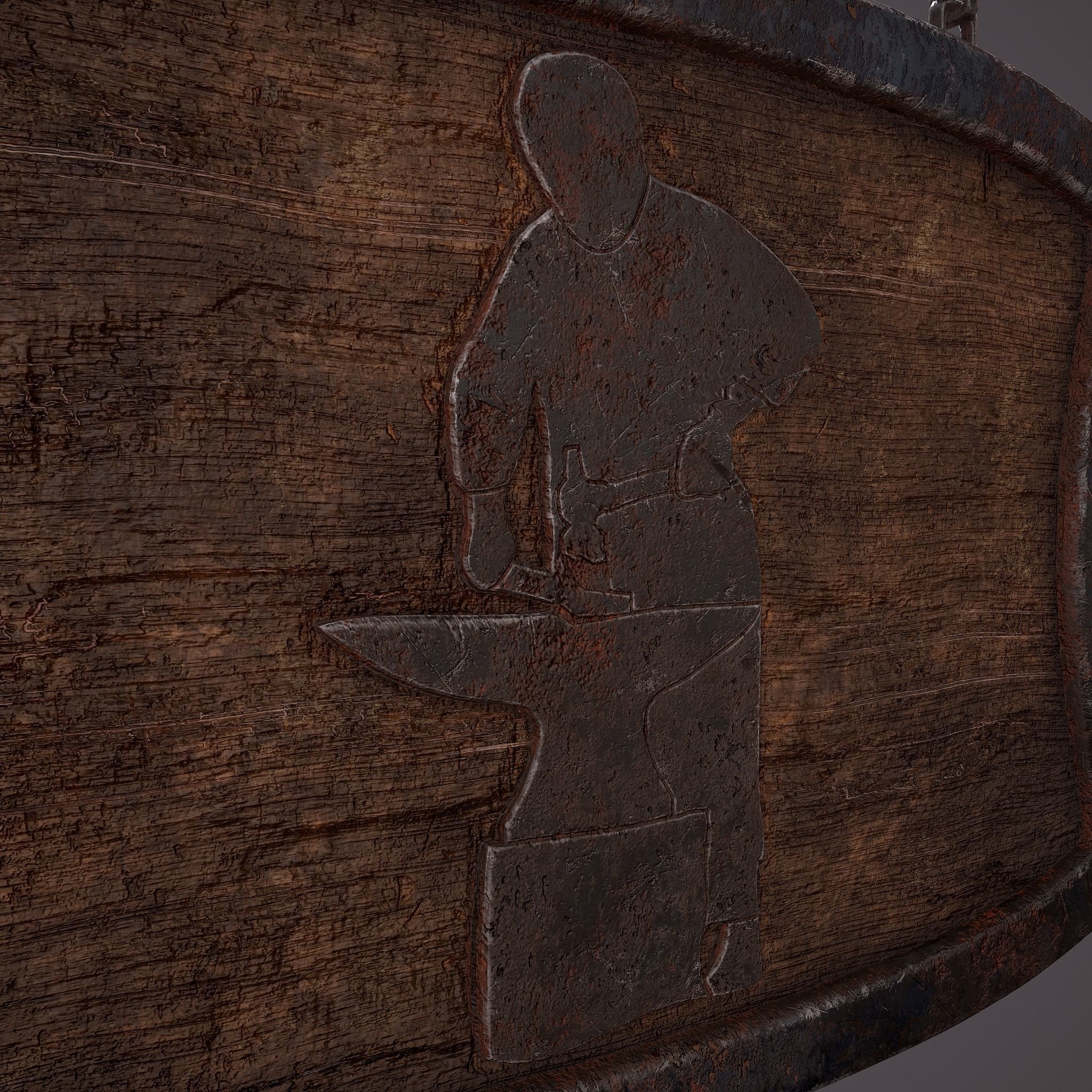 Medieval Blacksmith Store front Sign Low-poly 3D model_17