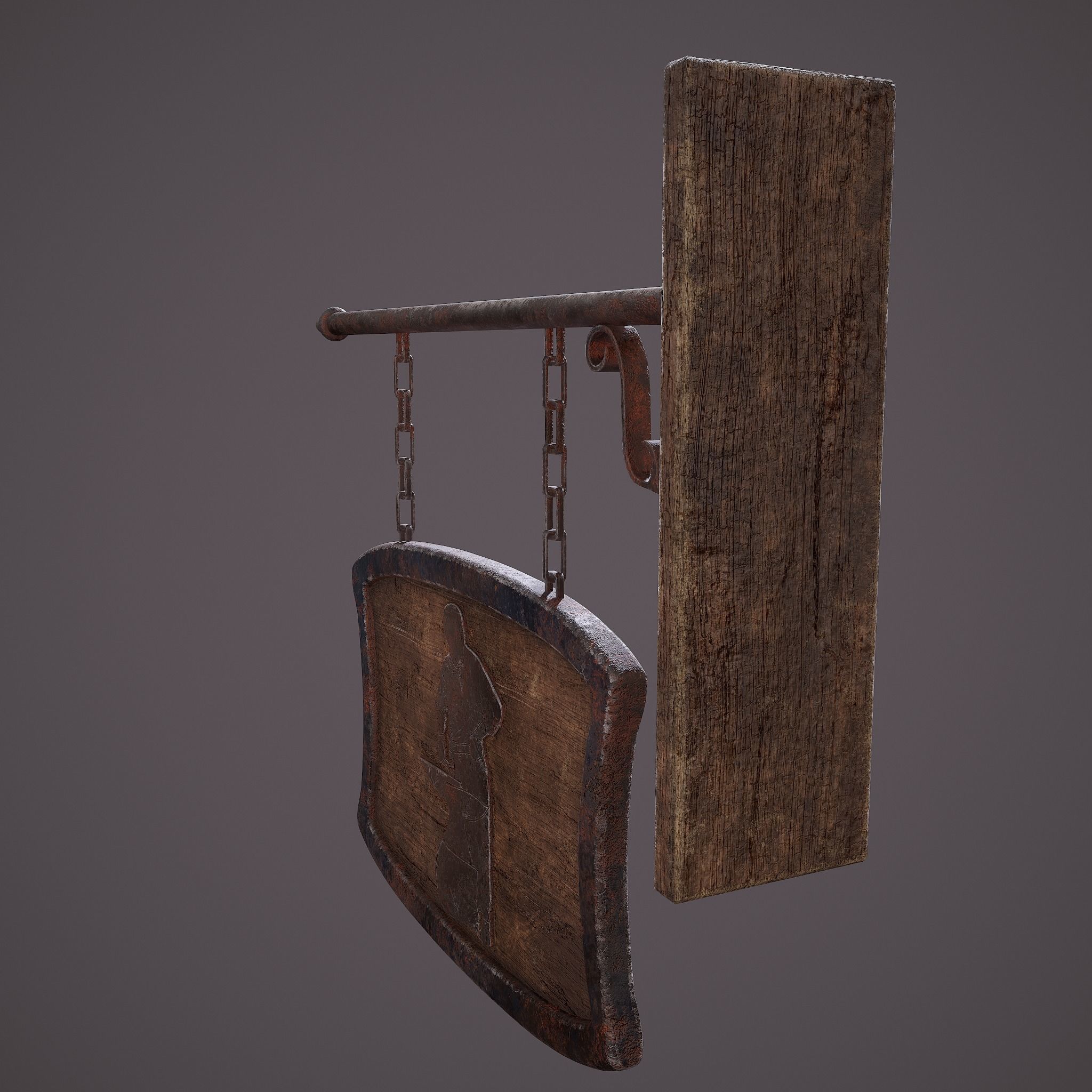 Medieval Blacksmith Store front Sign Low-poly 3D model_10