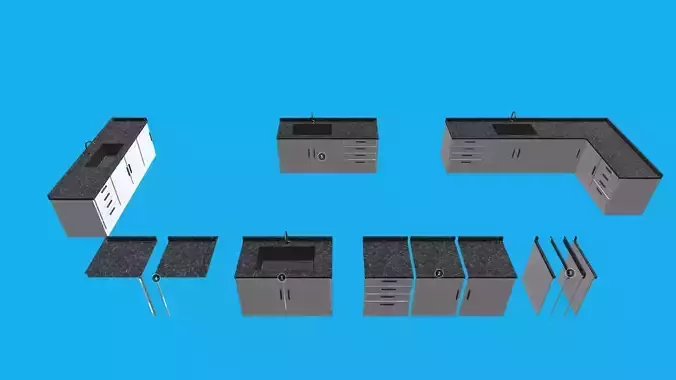 Modular Kitchen Sink - Game Ready Asset