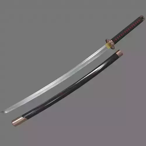 PBR Katana Japanese Sword Low-poly 3D model