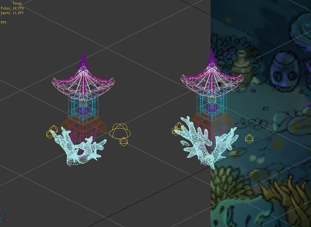 Undersea-Dragon Palace Stone Lamp 01 3D model_2