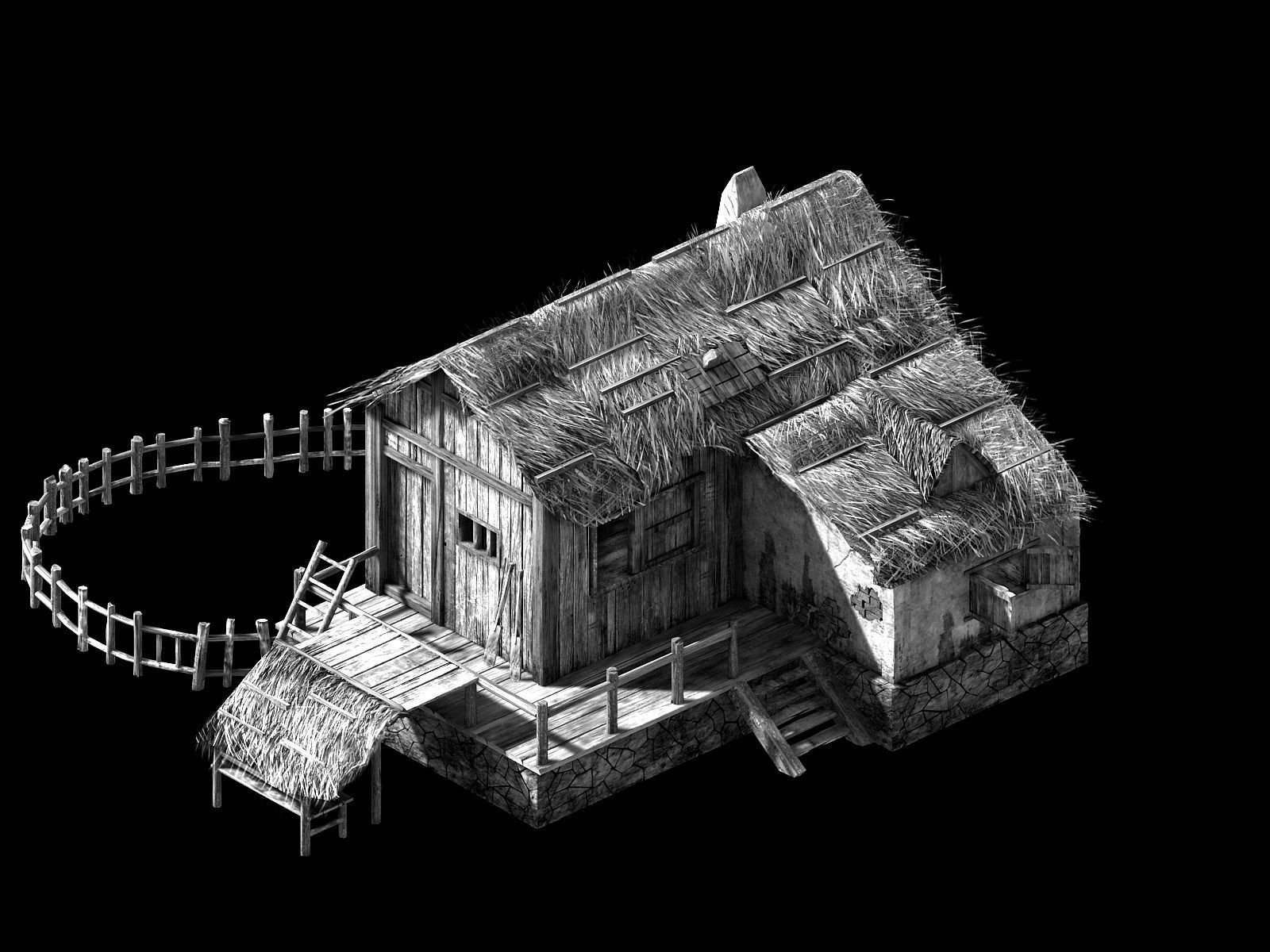 Beach-Coast-Fishing Village Hut 12 3D model_2