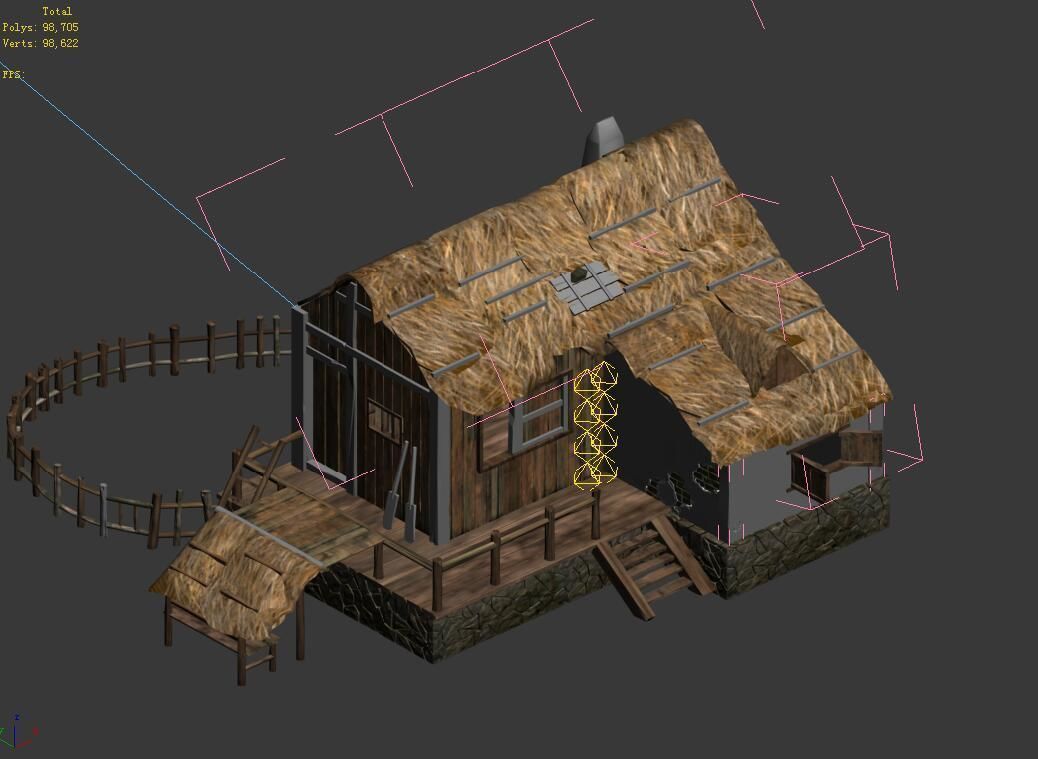 Beach-Coast-Fishing Village Hut 12 3D model_4