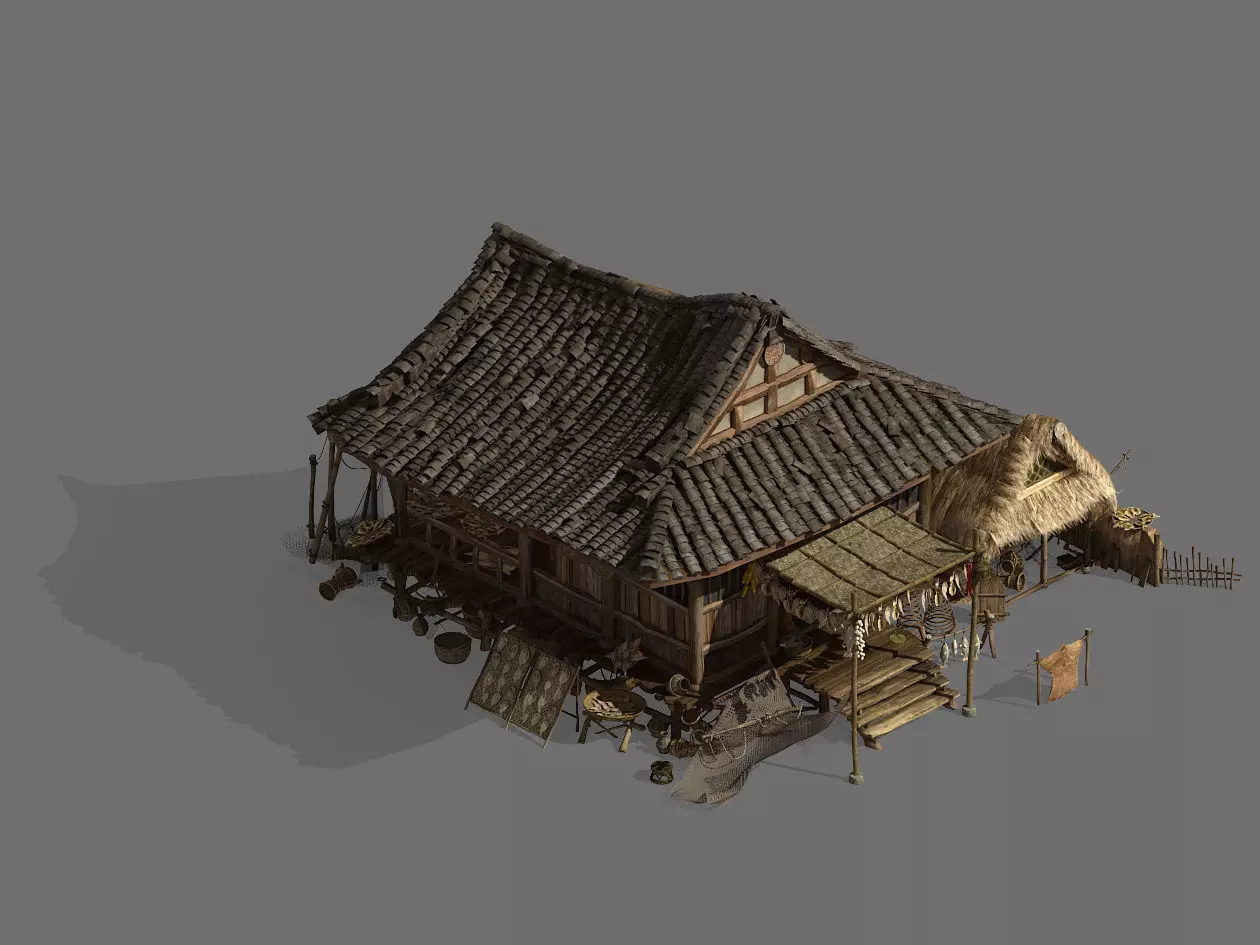 Beach-coast-fisherman house 05 3D model_0