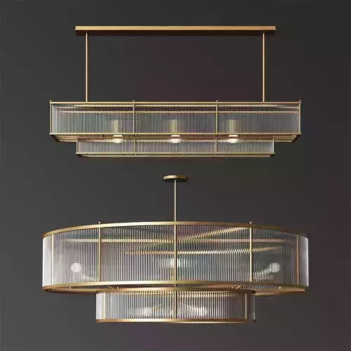 Marais Linear and Marais Round Chandelier Set 3D model