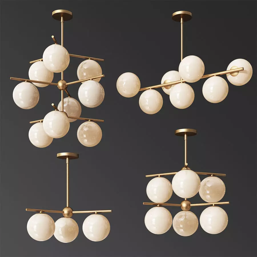 Westelm Sphere Stem Chandelier Set 3D model