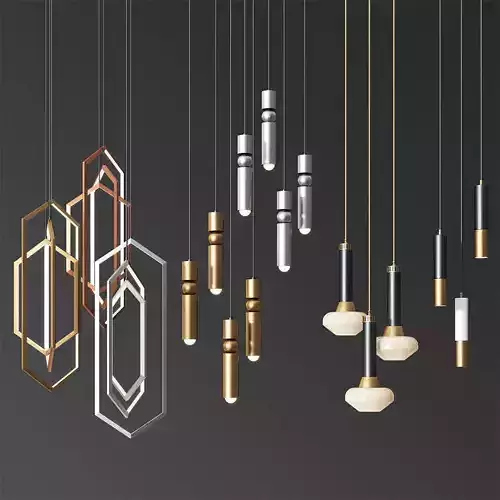 Four Hanging Light Set 05 3D model