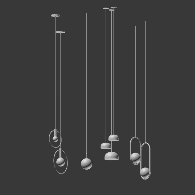 Four Hanging Light Set 07 3D model_1