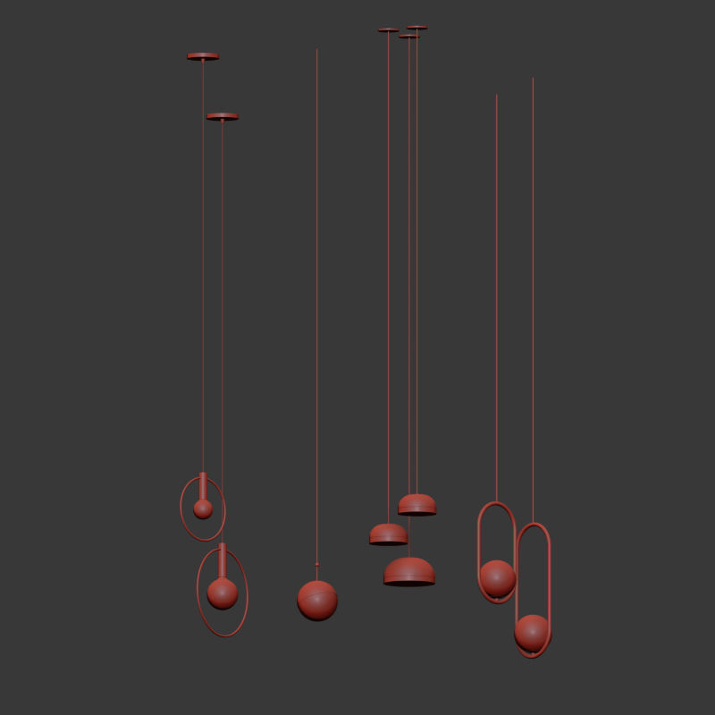 Four Hanging Light Set 07 3D model_2