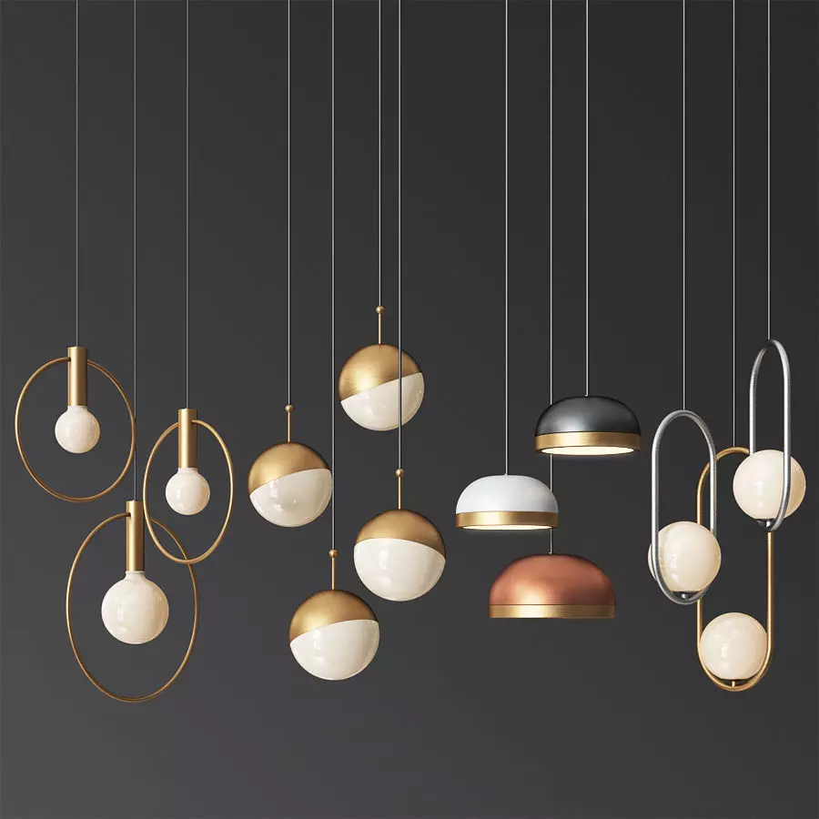 Four Hanging Light Set 07 3D model_0