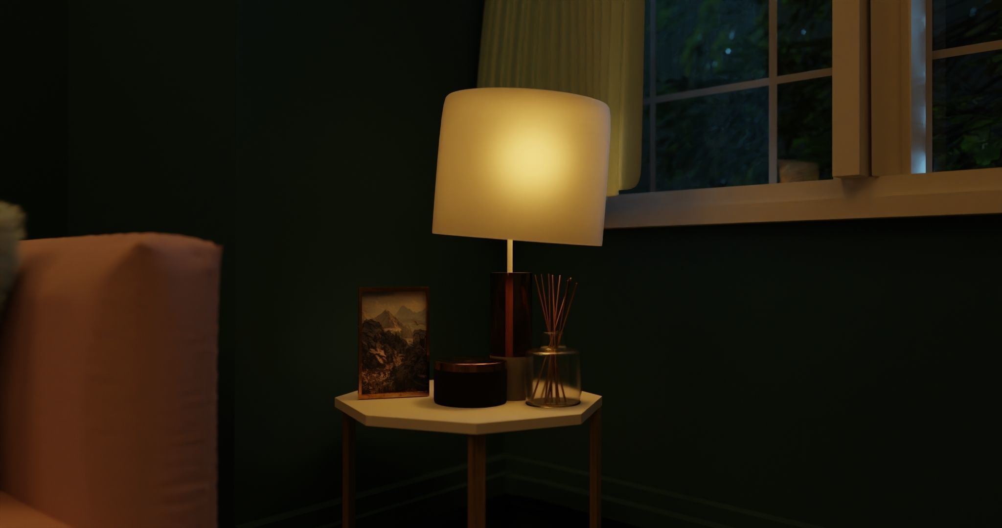 soft bedroom lamp 3d Low-poly 3D model_1