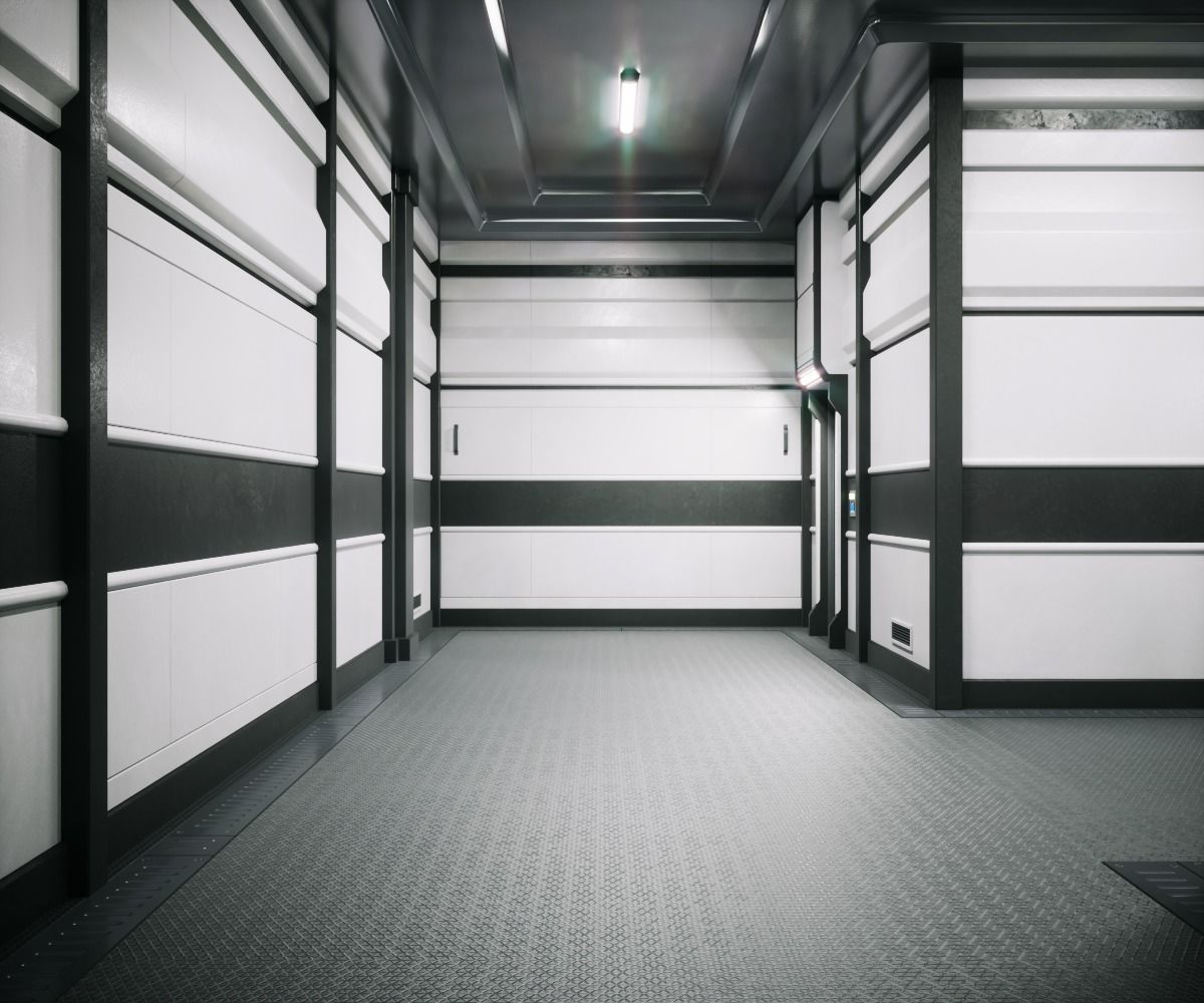 Modular Sci Fi Lab Corridor Low-poly 3D model_2