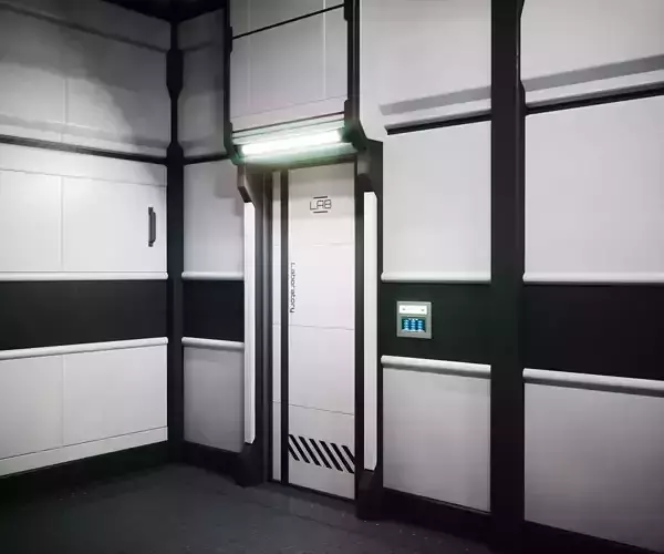 Modular Sci Fi Lab Corridor Low-poly 3D model
