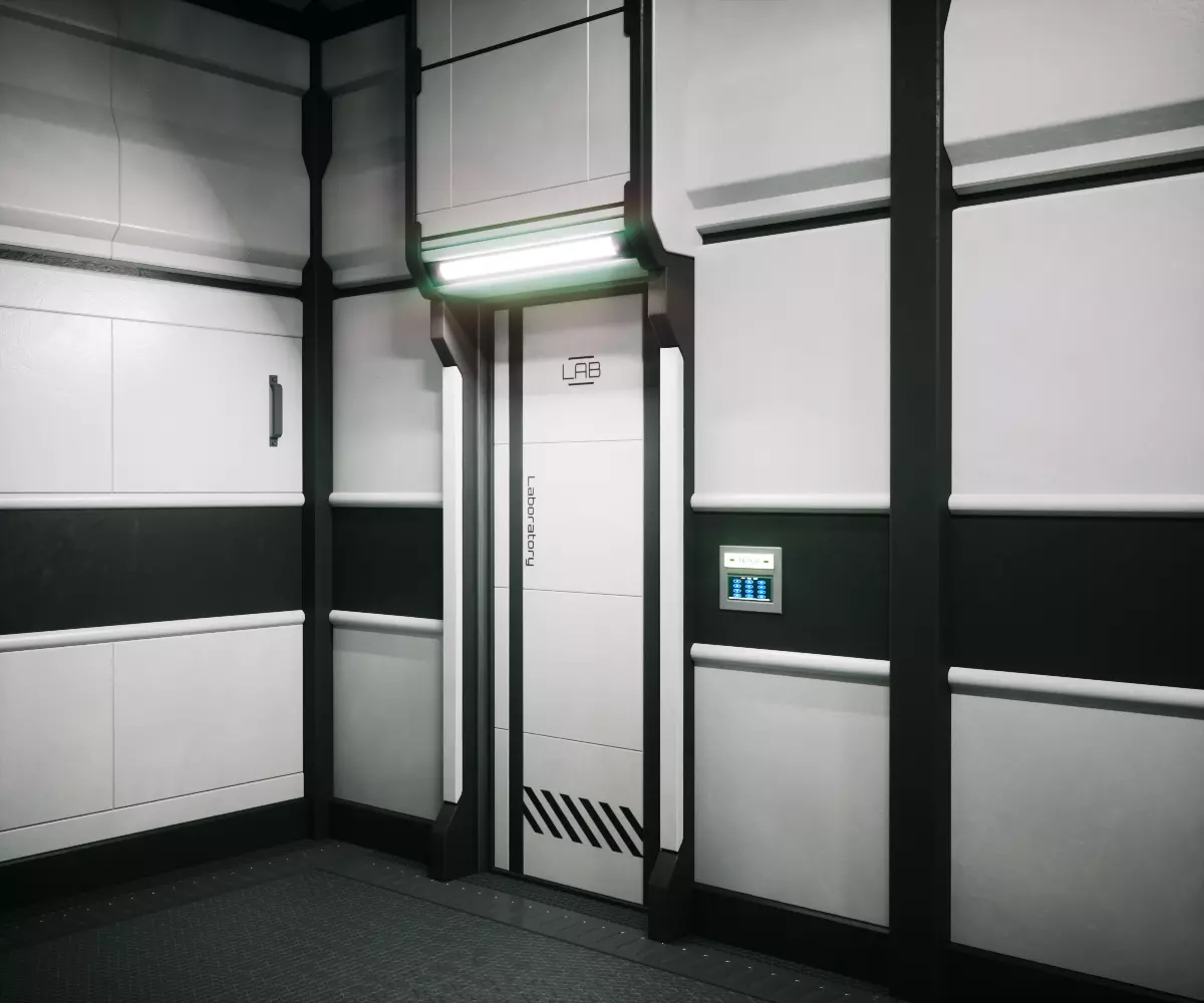 Modular Sci Fi Lab Corridor Low-poly 3D model_0