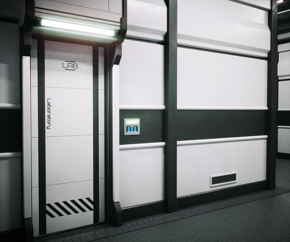 Modular Sci Fi Lab Corridor Low-poly 3D model_1