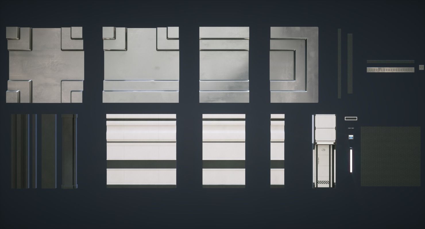 Modular Sci Fi Lab Corridor Low-poly 3D model_3