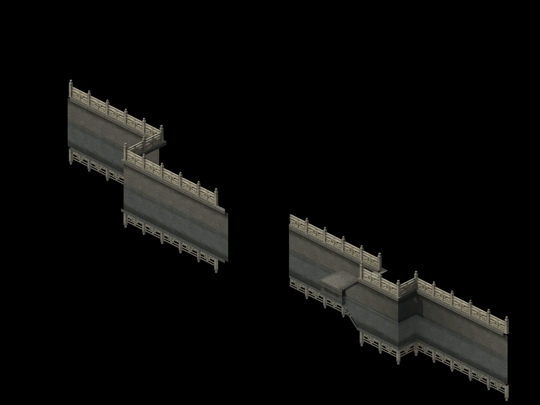 River Bank-Stone Fence-Stone Ladder 17 3D model_1