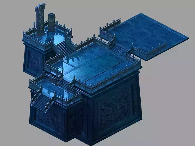 Crane Snow Pavilion-Blue Platform-Stone Carving 15