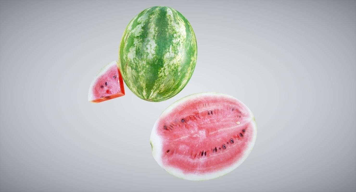 Watermelon slices Low-poly 3D model_2
