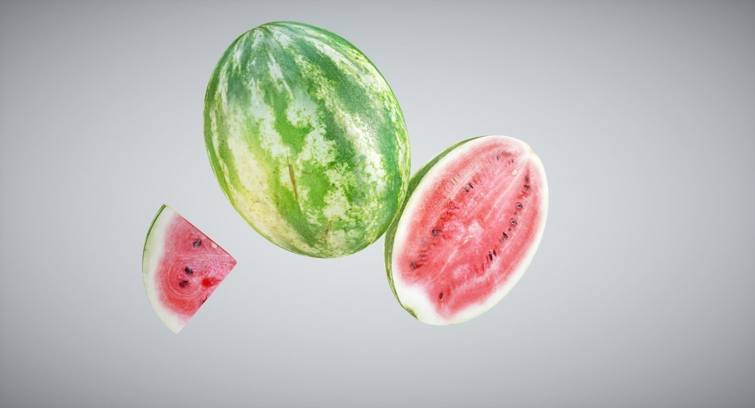 Watermelon slices Low-poly 3D model_1