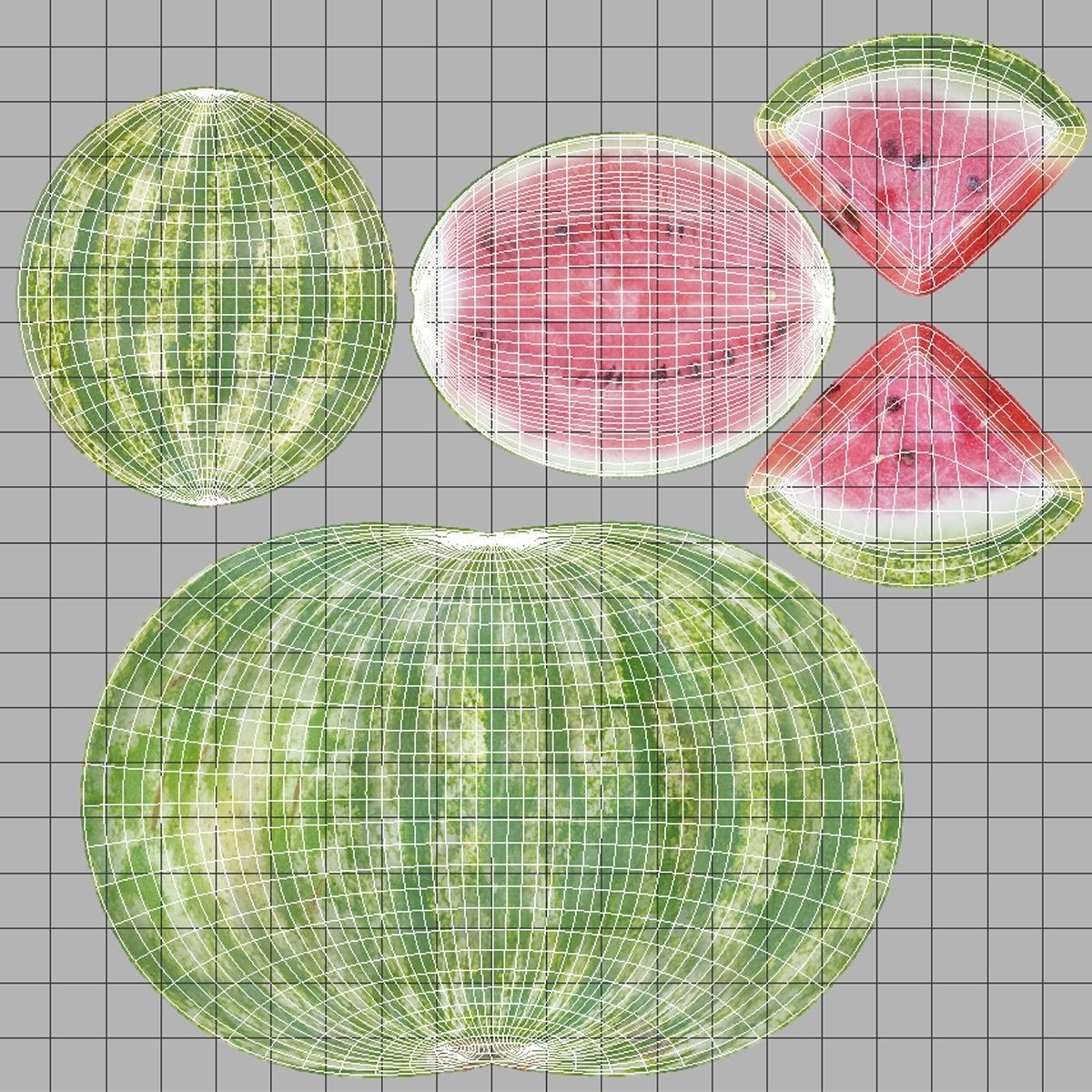 Watermelon slices Low-poly 3D model_6