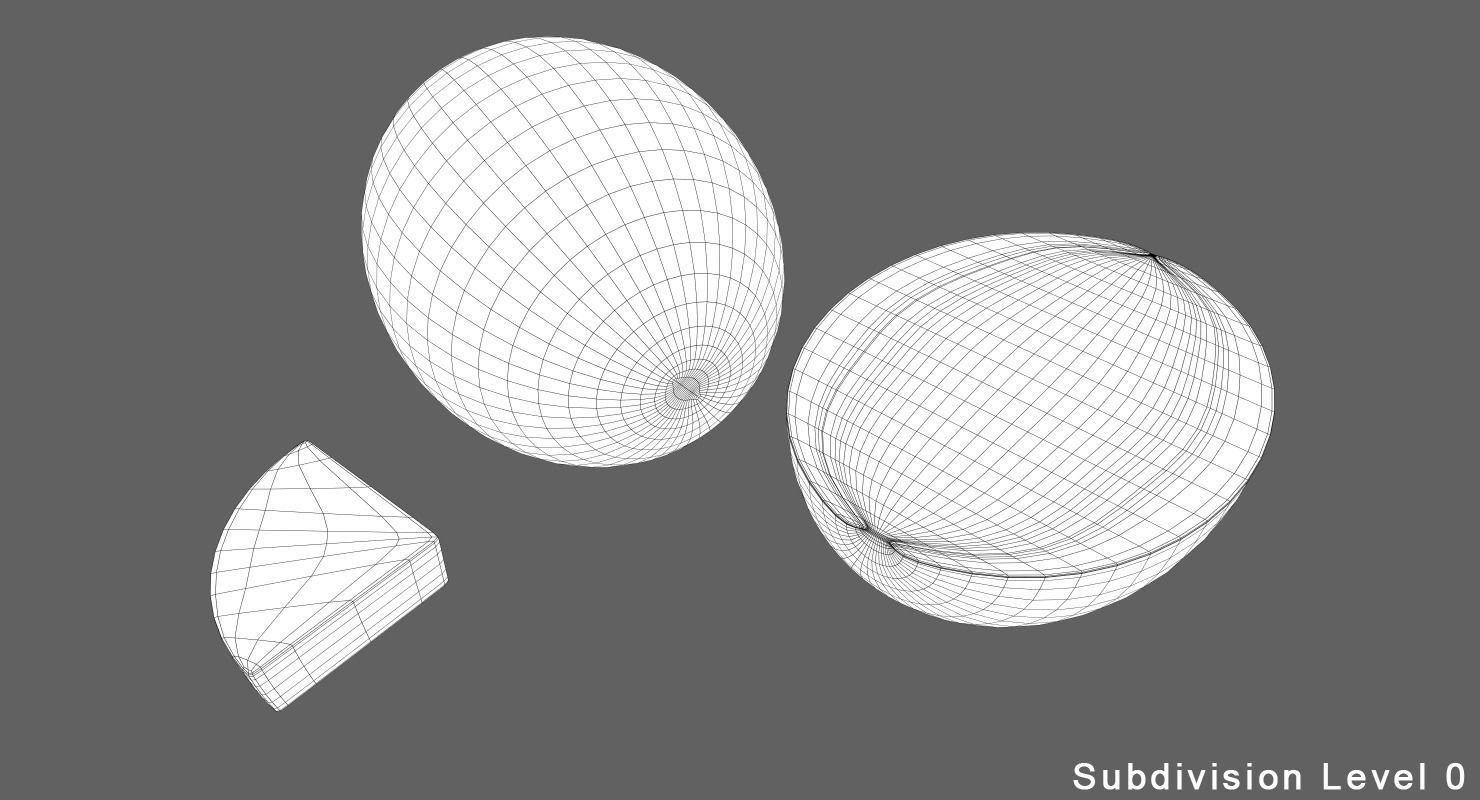 Watermelon slices Low-poly 3D model_4