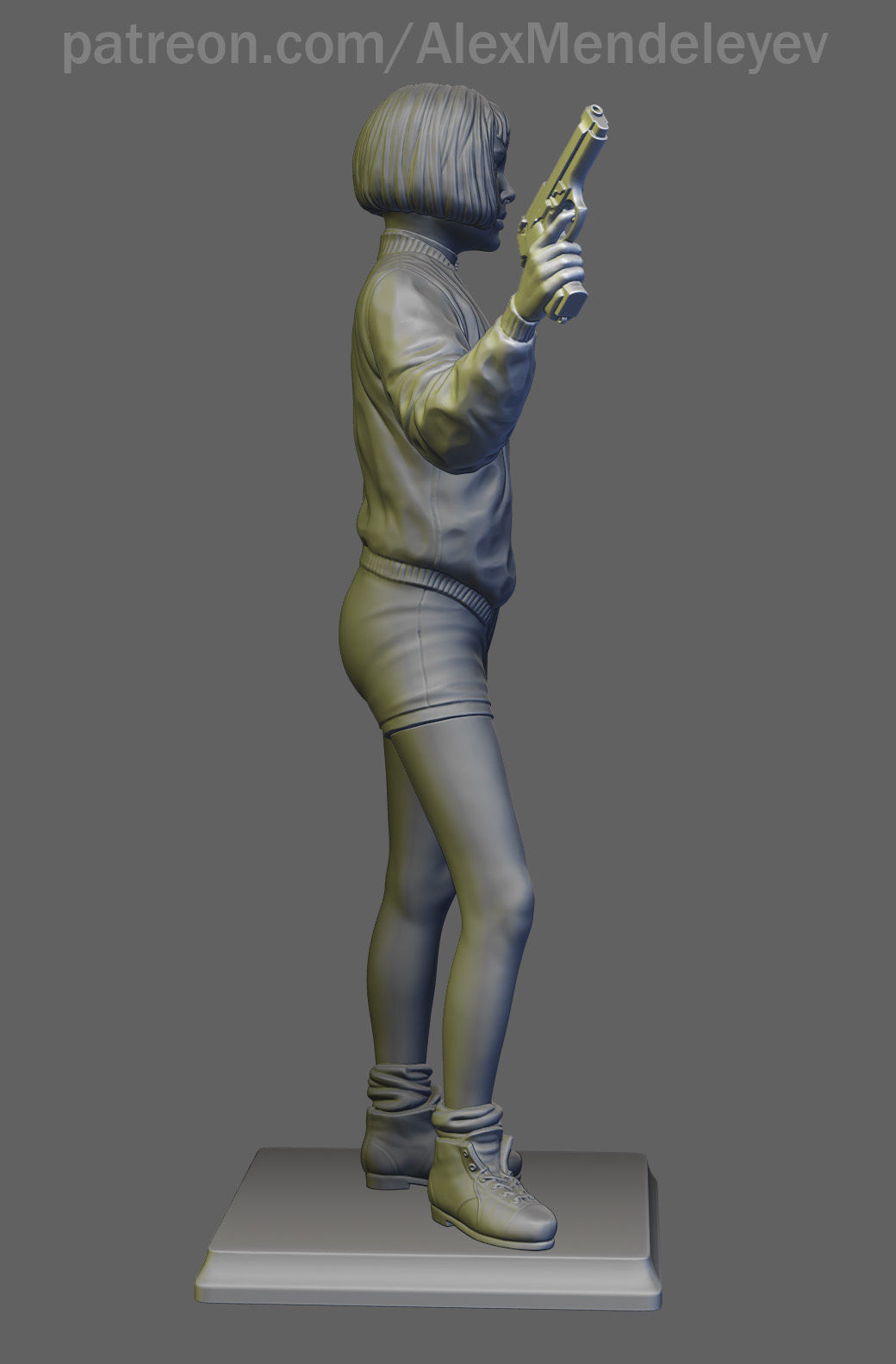 Mathilda statue of woman holding gun 3D print model_2