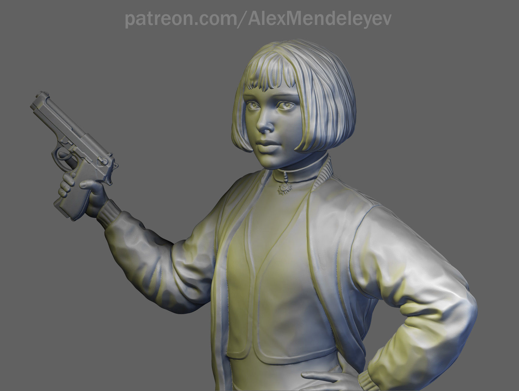Mathilda statue of woman holding gun 3D print model_5