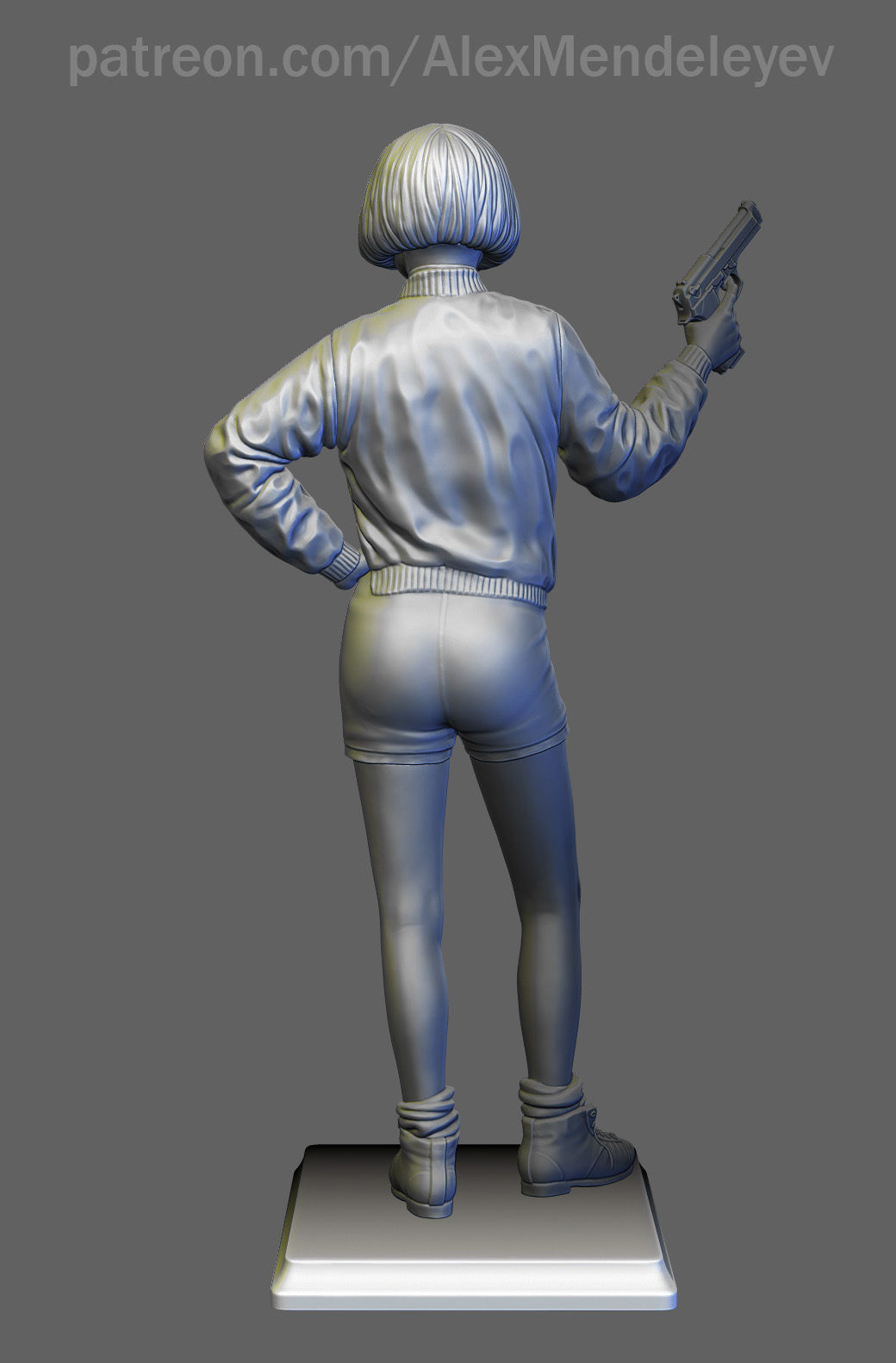 Mathilda statue of woman holding gun 3D print model_3