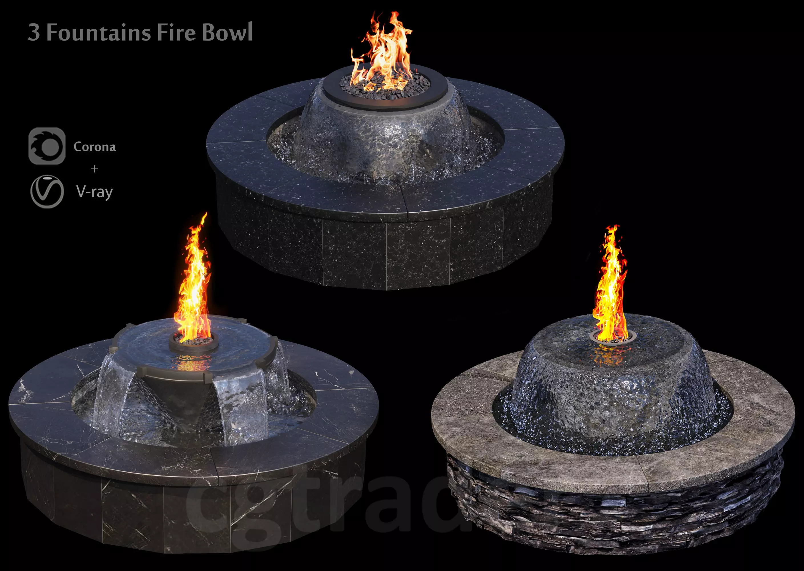 3 Fountains Fire and Water Bowl 3D model_0