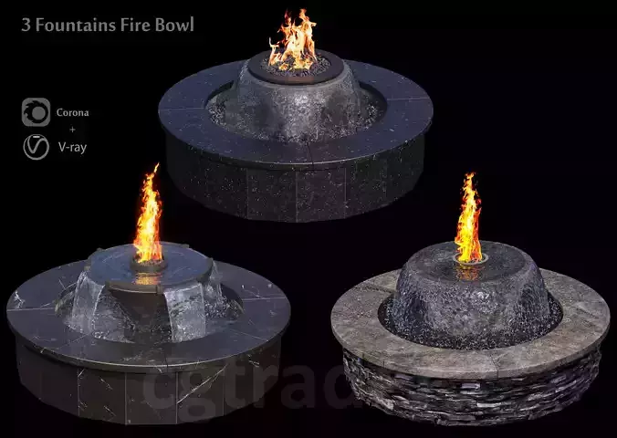 3 Fountains Fire and Water Bowl 3D model