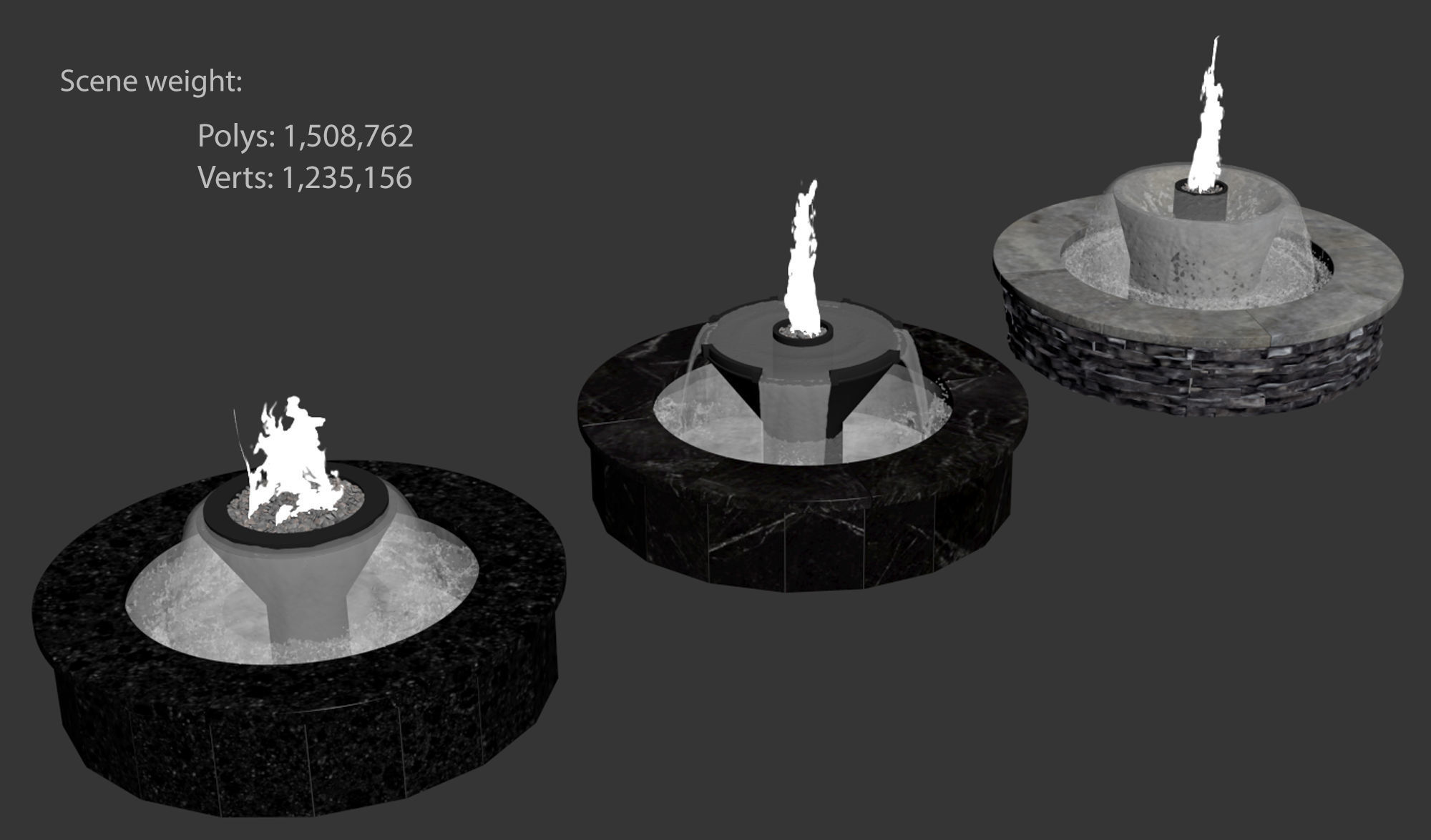 3 Fountains Fire and Water Bowl 3D model_5