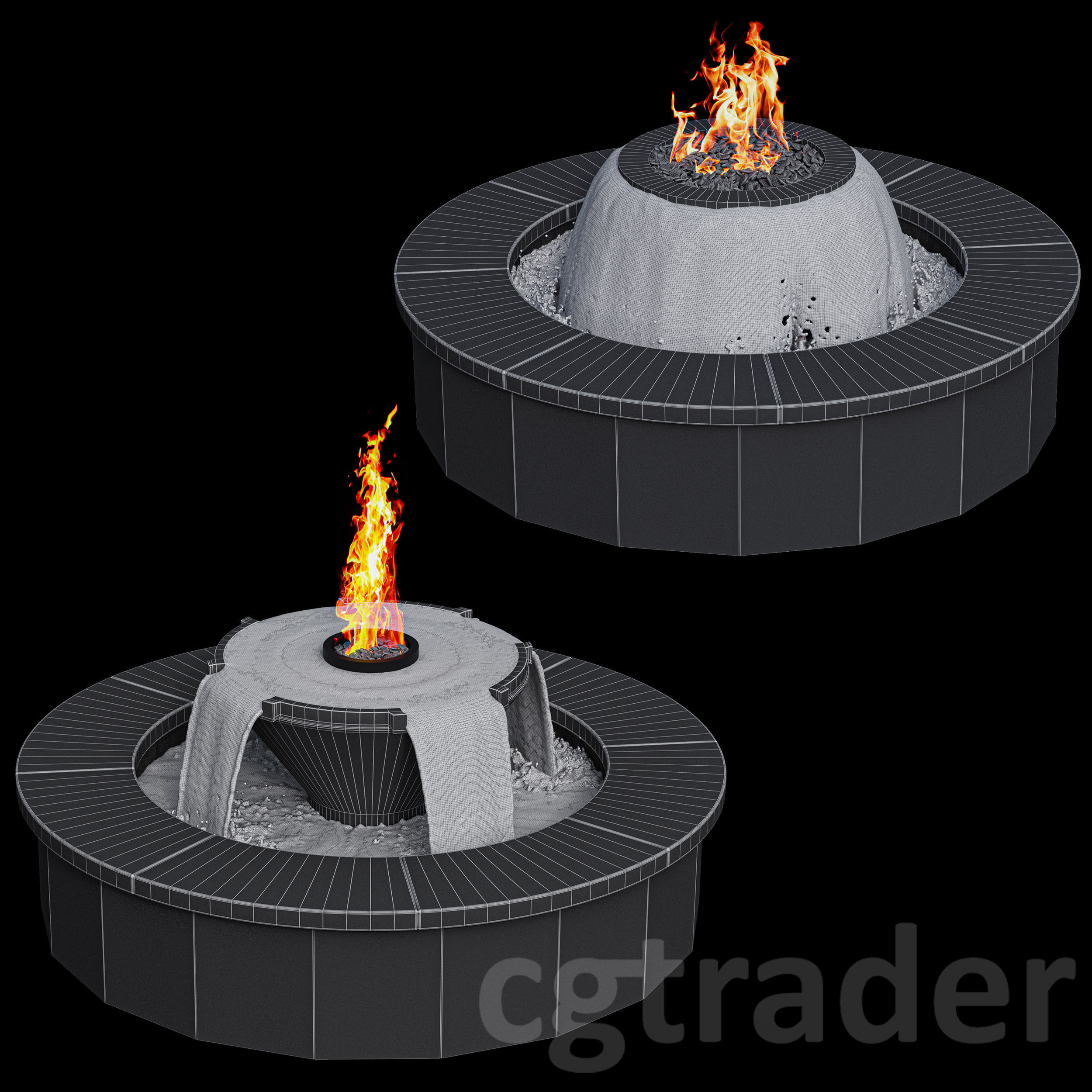 3 Fountains Fire and Water Bowl 3D model_1