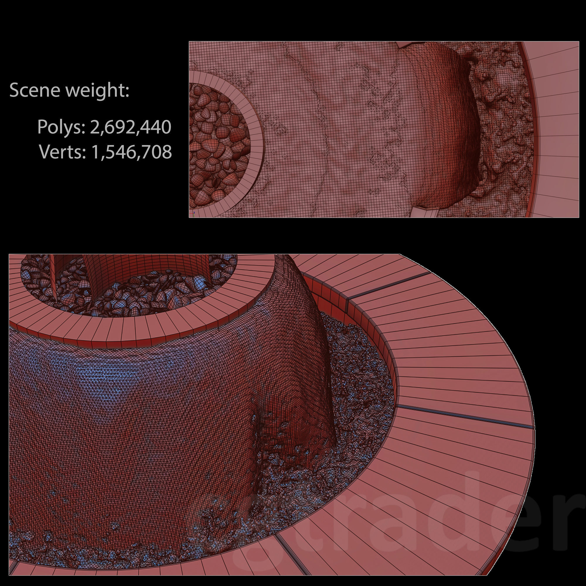 3 Fountains Fire and Water Bowl 3D model_4