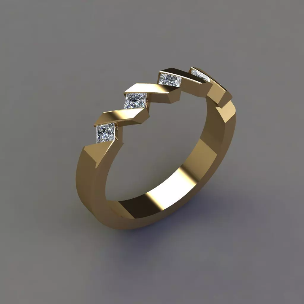 5Stone Jewelry ring 3D model_0