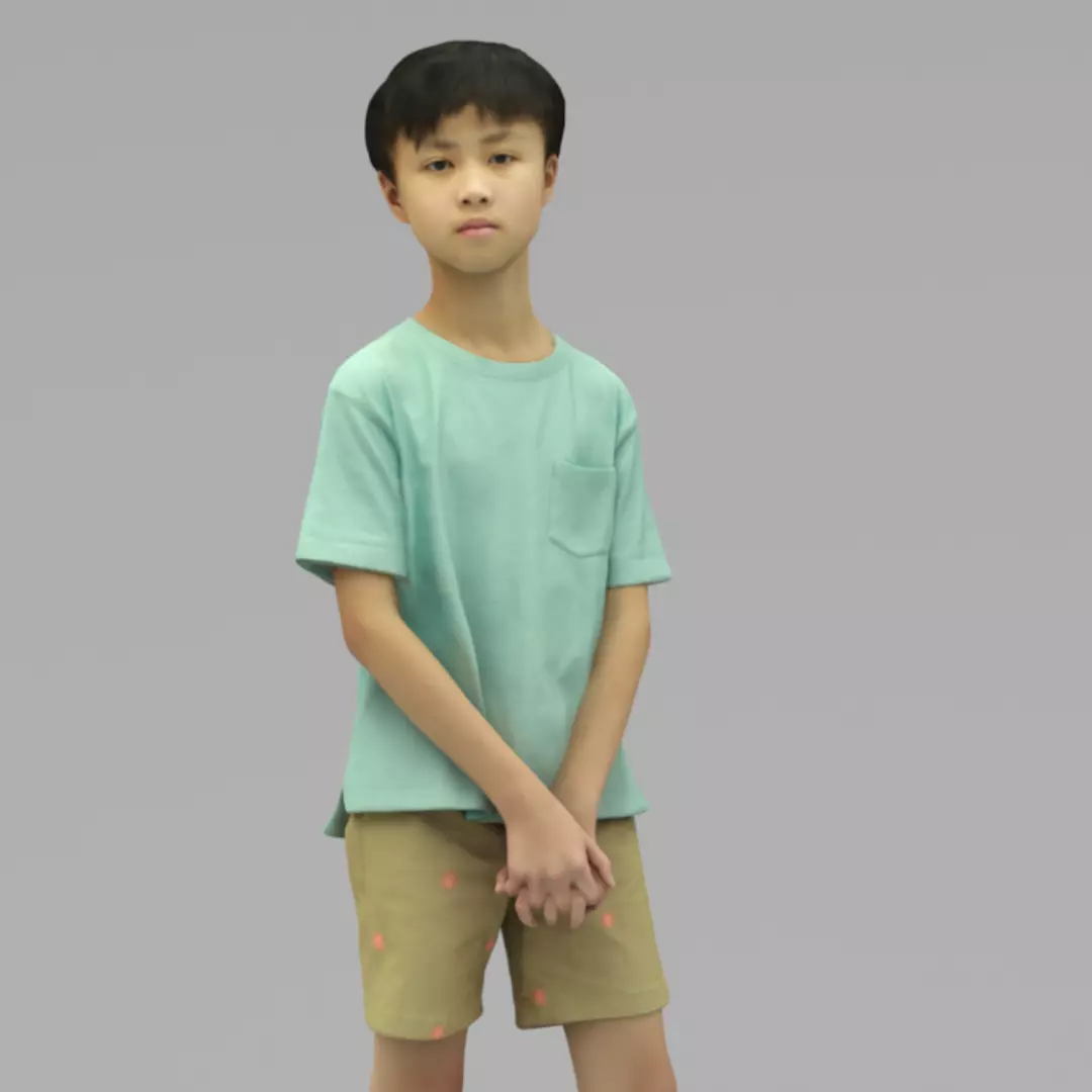 A Cool Boy Standing Alone In Half Body Portrait 3D model