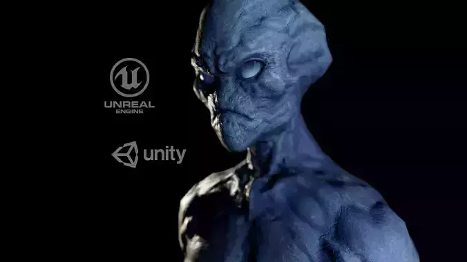 Alien v1  Animated and Game Ready Low-poly 3D model